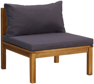 vidaXL Modulares Mittelsofa mit Dunkelgrauen Kissen Massivholz Akazie 316288