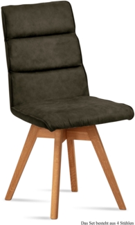 Esszimmerstuhl drehbar (4er-Set) Doris 47x92x60 Eiche geölt/Khaki