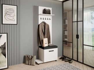 Beautysofa Garderobenschrank Garderobenschrank mit Aufhängern LIVIA (Mit eleganten Kleiderbügeln) mit Verschließbarer Schuhschrank