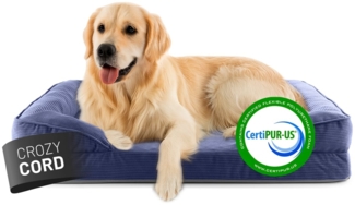 Lumaland Hundebett Indoor Cord L 110 x 75 x 18 cm dunkelblau vakuumiert