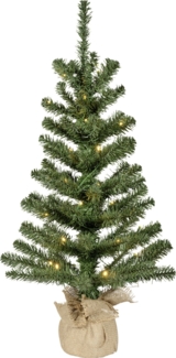 Everlands Mini Weihnachtsbaum im Jutesack 75 cm grün beleuchtet warmweiß