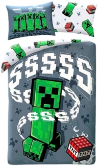 Minecraft Bettwäsche Creeper & TNT, Baumwolle, 2 teilig, Jungen Wendebettwäsche 135-140 x 200 cm