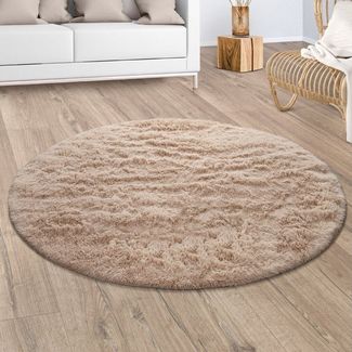 Paco Home Hochflor-Teppich Silky 591, rund, Höhe: 37 mm, Uni Farben, besonders weich und kuschelig