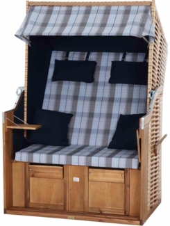 TRENDY by deVries 'Trend 10+' Strandkorb, Stoff 745, Geflecht natur, Akazienholz FSC® 100%