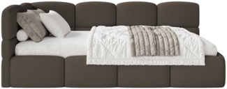 Selsey 'Cloudy' Jugendbett links, Matratze, Bouclé Braun, 90x200 cm