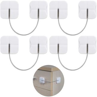 4 Stück Kühlschrank Schloss mit zwei Knöpfen, Selbstklebend Kindersicherung Schrankschloss Schubladen Kühlschrankschloss Schränke Kleiderschränke Schloss, Fenstersicherung für Kinder