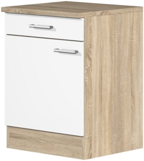 Flex-Well Unterschrank Küchenunterschrank - 60 cm breit - Weiß Sonoma Eiche – Salerno