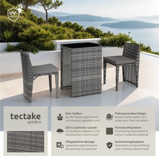 tectake Sitzgruppe Rattanset, (Set, 3-tlg), mit Aluminiumgestell