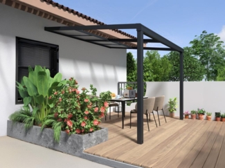 Vente-unique - Terrassendach anlehnend - mit Schiebedach - 9 m² - Anthrazit - IZEDA