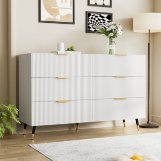 Refined Living Sideboard Kommode Anrichte Lagerschrank mit Schubladen Schuhschrank (1 St. 120*77*40cm, Mit 6 Schublade, mit Metallfüße Goldene Griffe modernem Design), viel Stauraum