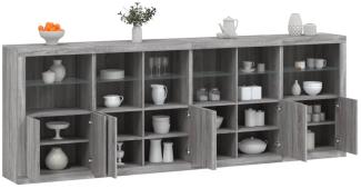 vidaXL Sideboard mit LED-Leuchten Grau Sonoma 283x37x100 cm 3209168