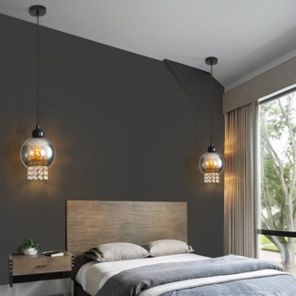 ZMH Pendelleuchte Esszimmer E27 1 Flammig Hängelampe Wohnzimmer Glas Modern für Küche, Einfache Installation, ohne Leuchtmittel, Modern Pendellampe Kristall Schlafzimmer