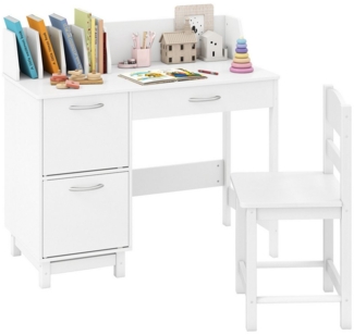 COSTWAY Kinderschreibtisch (2-St), mit Stuhl set, 3 Schublade, ab 3 Jahren