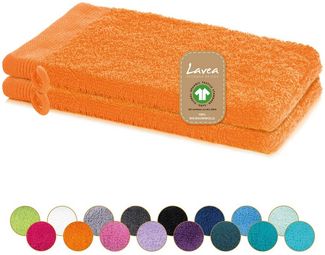 Lavea Waschhandschuh Bali, 16x22cm aus 100% Bio-Baumwolle, einzigartig weiche Waschhandschuhe mit Aufhänger (Set, 2-St), hochwertige und nachhaltige Premium Waschlappen - schonende Reinigung