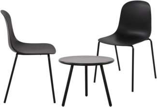 CLP 2er Sitzgruppe Mindin Set 1 Tisch 2 Stapelstühle wetterfest UV-beständig,schwarz