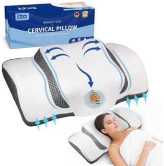 Esun Kopfkissen Memory Foam Kissen Kopfkissen, Ergonomisches Orthopädisches Kissen, Seitenschlafer, Rückenschlafer, Bauchschlafer, Set, Kissen vom OEKO-TEX® und CertiPUR Getestet, Nackenkissen für Erwachsene, Männer, Frauen