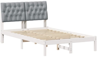 vidaXL Bettgestell mit gepolstertem Kopfteil Weiß 120 x 190 cm 878838