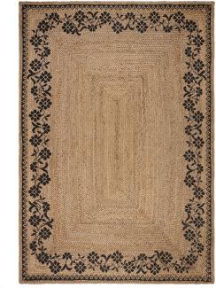 Kadima Design Nachhaltiger Jute-Teppich "Neath Mark" mit floralem Druck. 80x150 cm