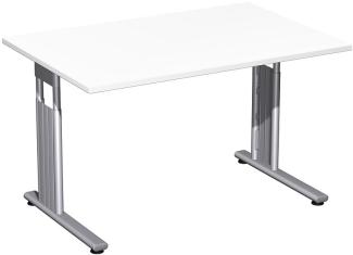 Gera Schreibtisch Bürotisch C Fuß Flex höhenverstellbar 1200x800x680-820mm ahorn buche lichtgrau weiß weiß-ohne Kabelspirale-ohne Knieraumblende-ohne CPU-Halter