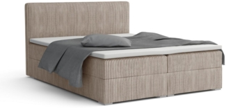 Deine Möbel 24 Boxspringbett LON IV Boxspring Komplettbett Polsterbett Bonellfederkernmatratzen (Cord Beige Creme Grau Dunkelgrau Graphit Schwarz, 3-St, Boxbett Cord Cord-Samt 140x200 160x200 180x200 200x200), inkl. Bettkasten Topper Matratzen H3 H4