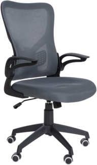 DELUKE® Bürostuhl Ergonomisch CHOPO Schreibtischstuhl mit Netzbespannung Höhenverstellbarer Drehstuhl, Arbeitsstuhl mit Armlehne Computerstuhl 120 kg Grau
