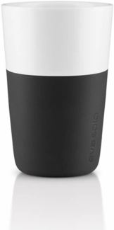Eva Solo Caffé Latte-Becher, Milchkaffee, Kaffee, Caffétasse, Porzellan/Silikon, Schwarz, 360 ml, 2er-Set, 501003