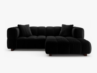 Micadoni Ecksofa Puma 3-Sitzer Rechts Samt Schwarz