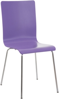 DELUKE® Besucherstuhl PEPE - 87x43x47cm, Lila Holz Metall in Chromoptik Gestell Konferenzstuhl Wartezimmerstuhl