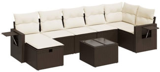 vidaXL 8-tlg. Garten-Sofagarnitur mit Kissen Braun Poly Rattan 3325519