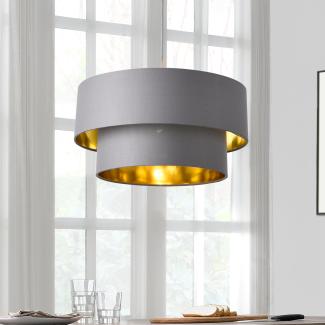 Hängeleuchte Lopar 40 cm Metall Stoff Grau-Gold lux. pro