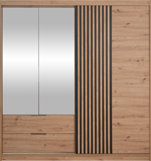 Kleiderschrank Mrynit 203 (Farbe: Artisan Eiche / Artisan Eiche + Schwarz)