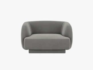 Micadoni Sessel Miley 1-Sitzer Samt Bluvel Hellgrau