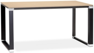 Kadima Design Computertisch | 140 x 70 x 74 cm | Platzsparend Elegant Minimalistisch | Beige-Schwarz | Schreibtisch für moderne Büros | Melaminholz