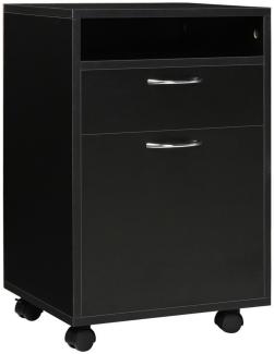 HOMCOM Rollcontainer Aktenschrank, Bürocontainer mit Schublade, (Büroschrank, 1 St, Aufbewahrung Container), für Büro, Arbeitszimmer, Schwarz, 40 x 35 x 60 cm