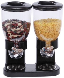 JEOBEST Müslispender Cerealienspender Lebensmittelspender, Doppel Haferflockenbehälter, 2 x 3.5 L Vorratsdose, Cornflakes,Süßigkeiten,Süßigkeiten und Müsli