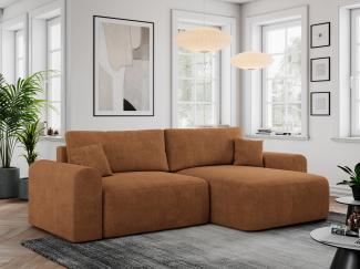 MKS Meble 'Nelson' Ecksofa mit Schlaffunktion und Bettkasten, L-form, Orange, Stoff