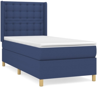 vidaXL Boxspringbett mit Matratze Blau 80x200 cm Stoff 3132271