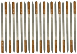 walexo Grillspieß Edelstahl Kebab Adana Grillspieße 600 x 23 x 2 mm Holzgriff (20-St)