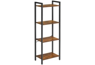 Vasagle Regal, Standregal mit 4 Ebenen, Bücherregal, 40 x 24 x 107 cm, Aufbewahrungsregal, Stahlgestell, Industrie-Design, für Wohnzimmer, Arbeitszimmer und Flur, vintagebraun-schwarz, von Songmics LLS099B01