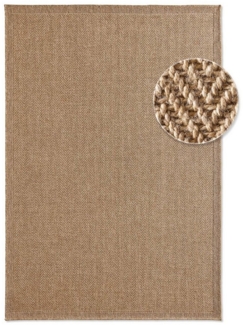 TaraCarpet Teppich Outdoor & Indoor Teppich wetterfest Borneo Sisal-Jute-Optik naturfarbe, rechteckig, Höhe: 10 mm, Kurzflor Fischgrät In & Outdoor Balkon Terrasse Wohnzimmer 80x150
