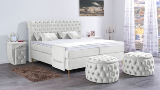 Meisterbetten Boxspringbett Lisa 160x220 in VS-Weiß, Matratzenbezug Nano, Ergoflex-Topper