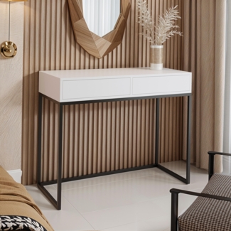 AX LIVING Schminktische Weiß Lortie 80 cm Schubladen schwarzes Gestell