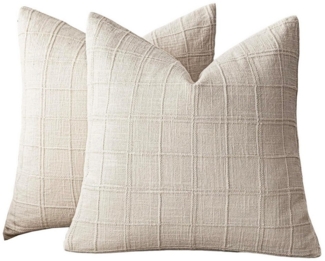 Coonoor Kissenbezug 2er Set Leinen Dekokissenbezüge, Vintage Kissenbezüge, (2 Stück), Boho Stil Kissenbezüge, Karomuster Kissenbezüge