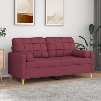 vidaXL 2-Sitzer-Sofa mit Zierkissen Weinrot 140 cm Stoff 3200788