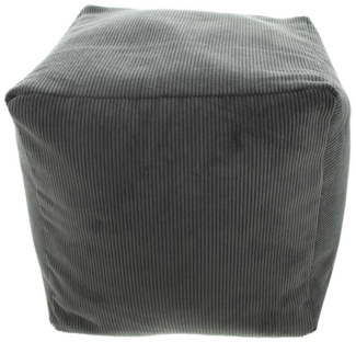 Sitzpouf "Grey" 40x40 cm, Bezug aus Feincord in grau, Sitzwürfel, Hocker, Sitzkissen