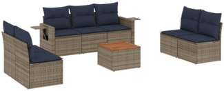 vidaXL 8-teiliges Gartensofa-Set mit Kissen, grau, Polyrattan 3224521
