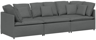 vidaXL Modulares Sofa mit Kissen Stoff Dunkelgrau 3321268