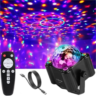 Sunicol LED Discolicht Musik Activated Discolicht LED Party Lampe mit Fernbedienung, USB, RGB Dynamisch Disco Lichteffekte ür Party/Kinder/Hochzeit