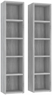 vidaXL CD-Regale 2 Stk. Grau Sonoma 21x16x93,5 cm Holzwerkstoff 815319