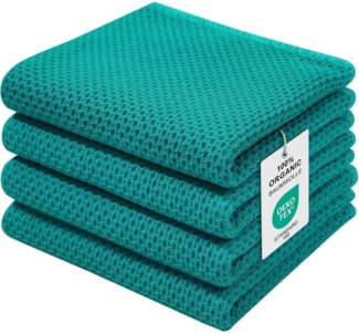 Moosfor Geschirrtücher 100% Baumwolle 4er Set Blaugrün 32 x 72cm